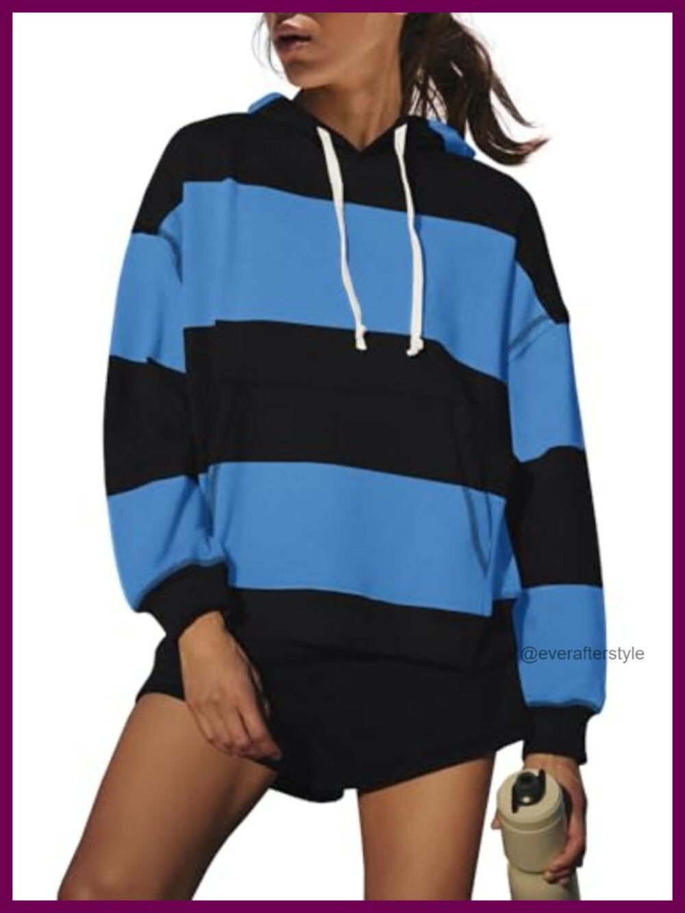 SENSERISE 2 Piece Workout Set Striped Lounge Hoodie & Shorts Athletic Activewear